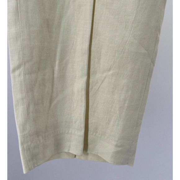 Gap Womens Linen Pants Pale Yellow High Rise Wide Leg Cropped Size 6 - Picture 4 of 7